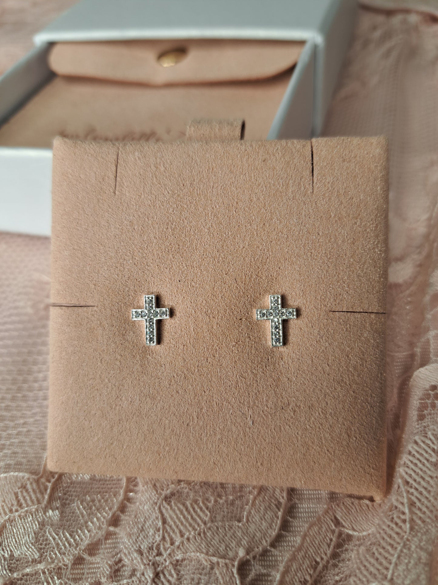 CZ Cross Earrings