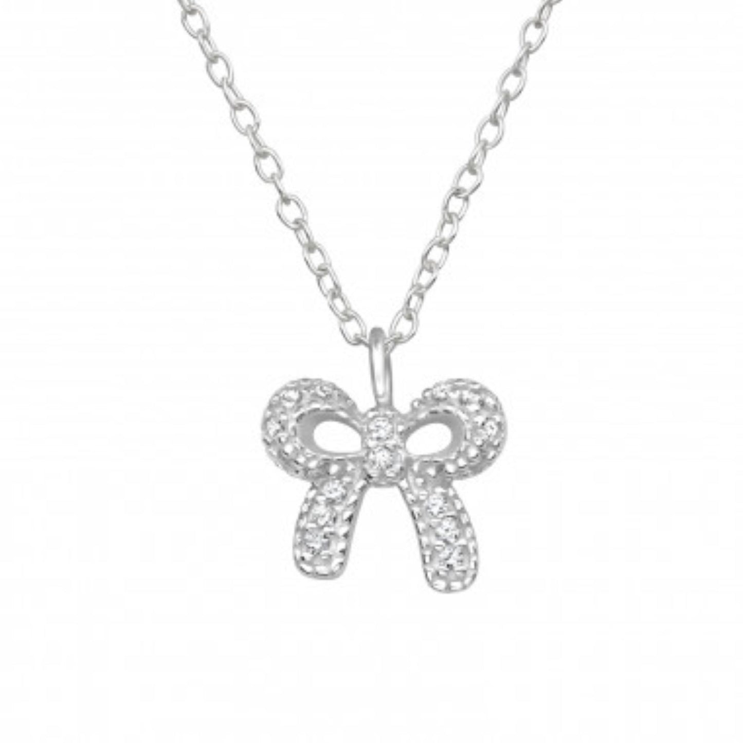 Cute Silver Bow Necklace