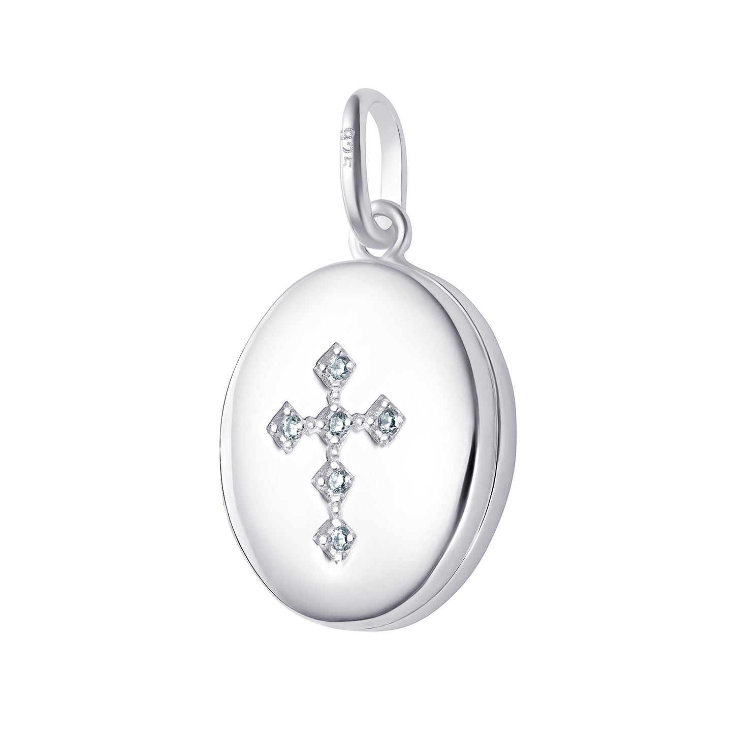 Silver Heart Locket with CZ Cross
