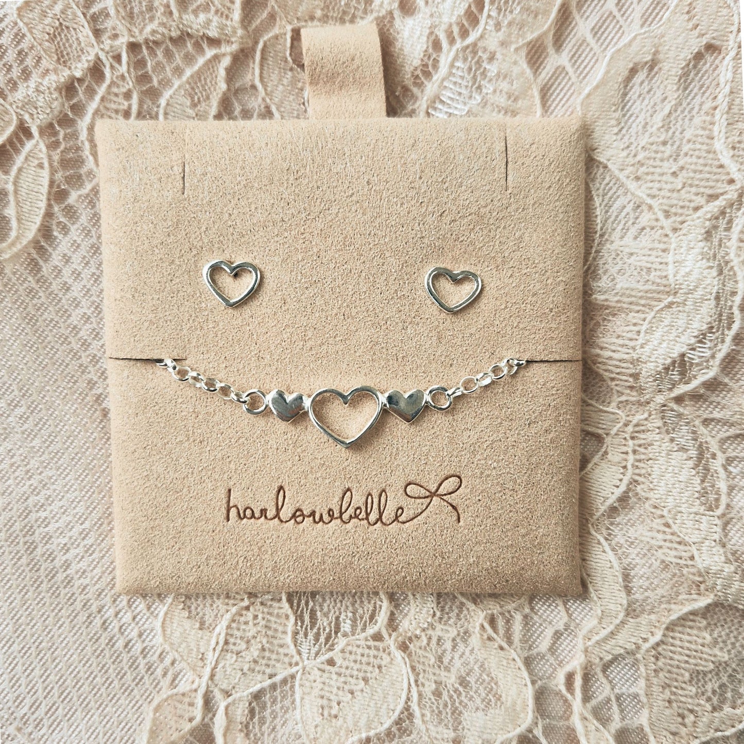Heart Earrings and Bracelet Set