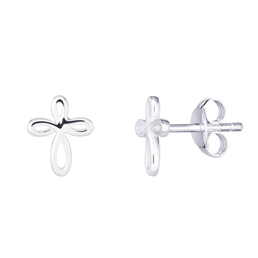 Sterling silver communion cross earrings