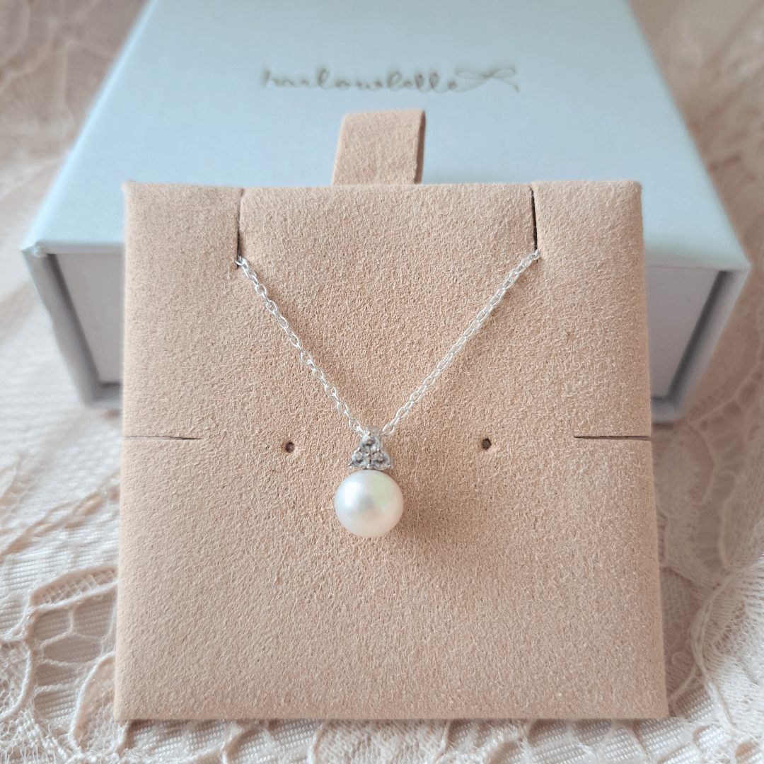 Pearl and 3 cz necklace Harlowbelle
