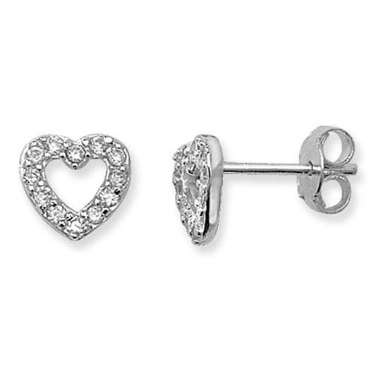 Silver CZ Heart Earrings