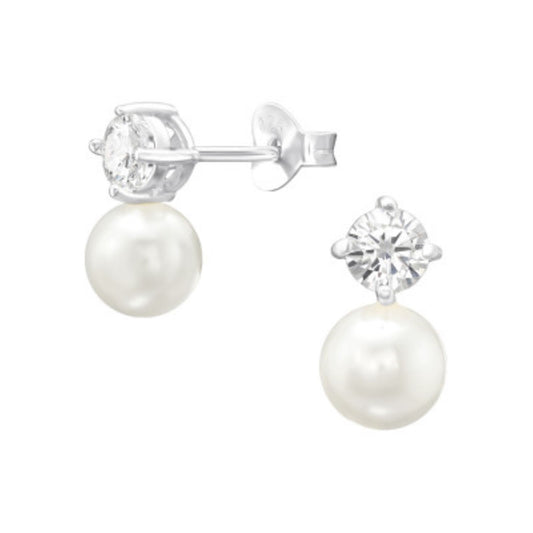 Pearl and CZ earrings