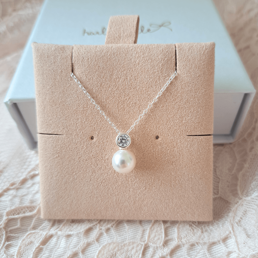 Circle CZ Pearl necklace - harlowbelle