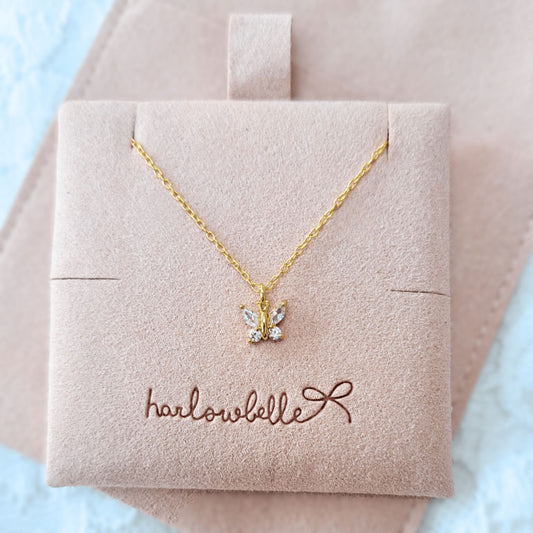 Gold plated children's butterfly necklace