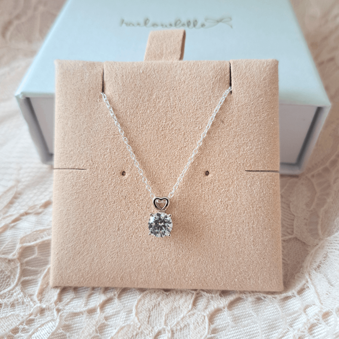 Heart and single CZ necklace - harlowbelle