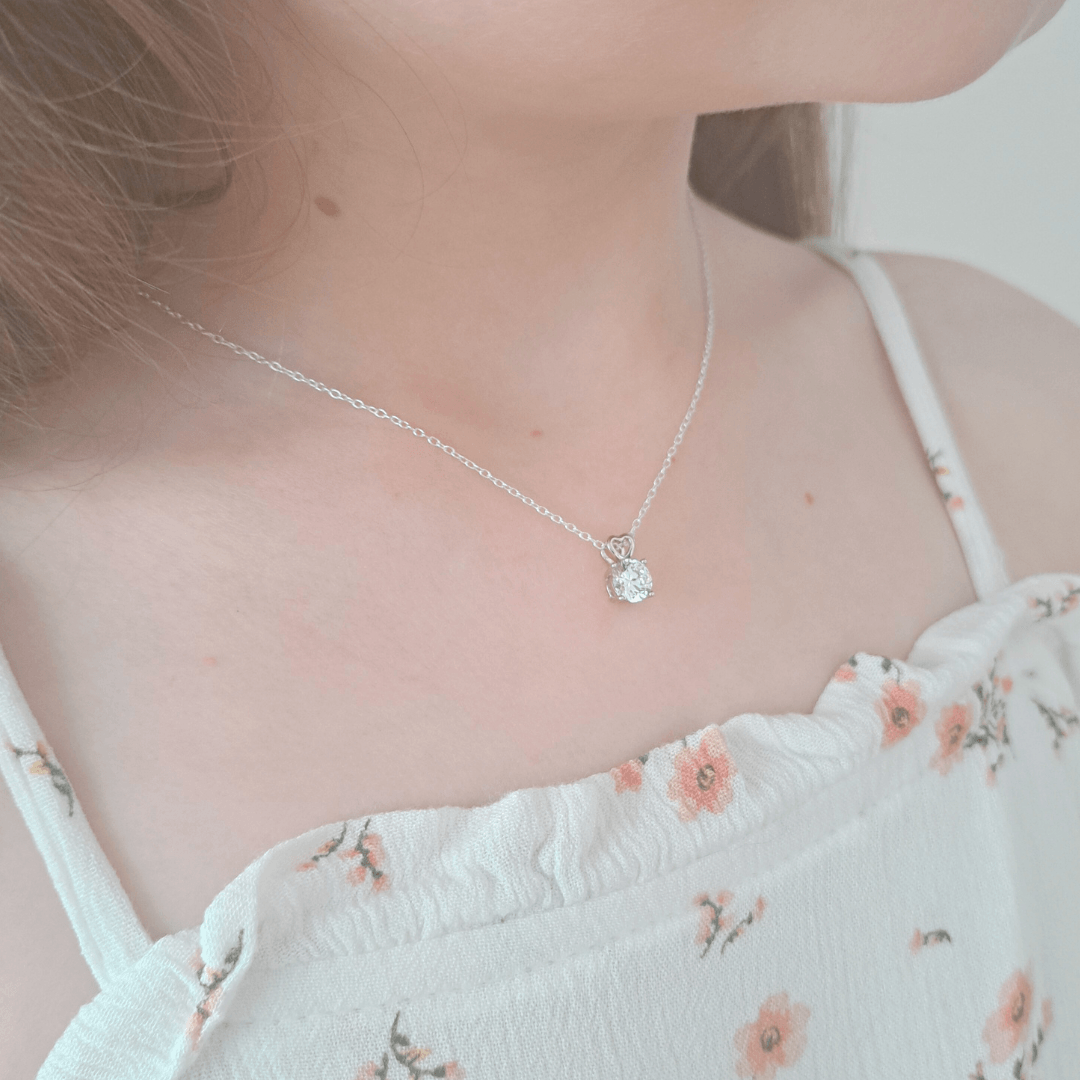 Heart and single CZ necklace - harlowbelle