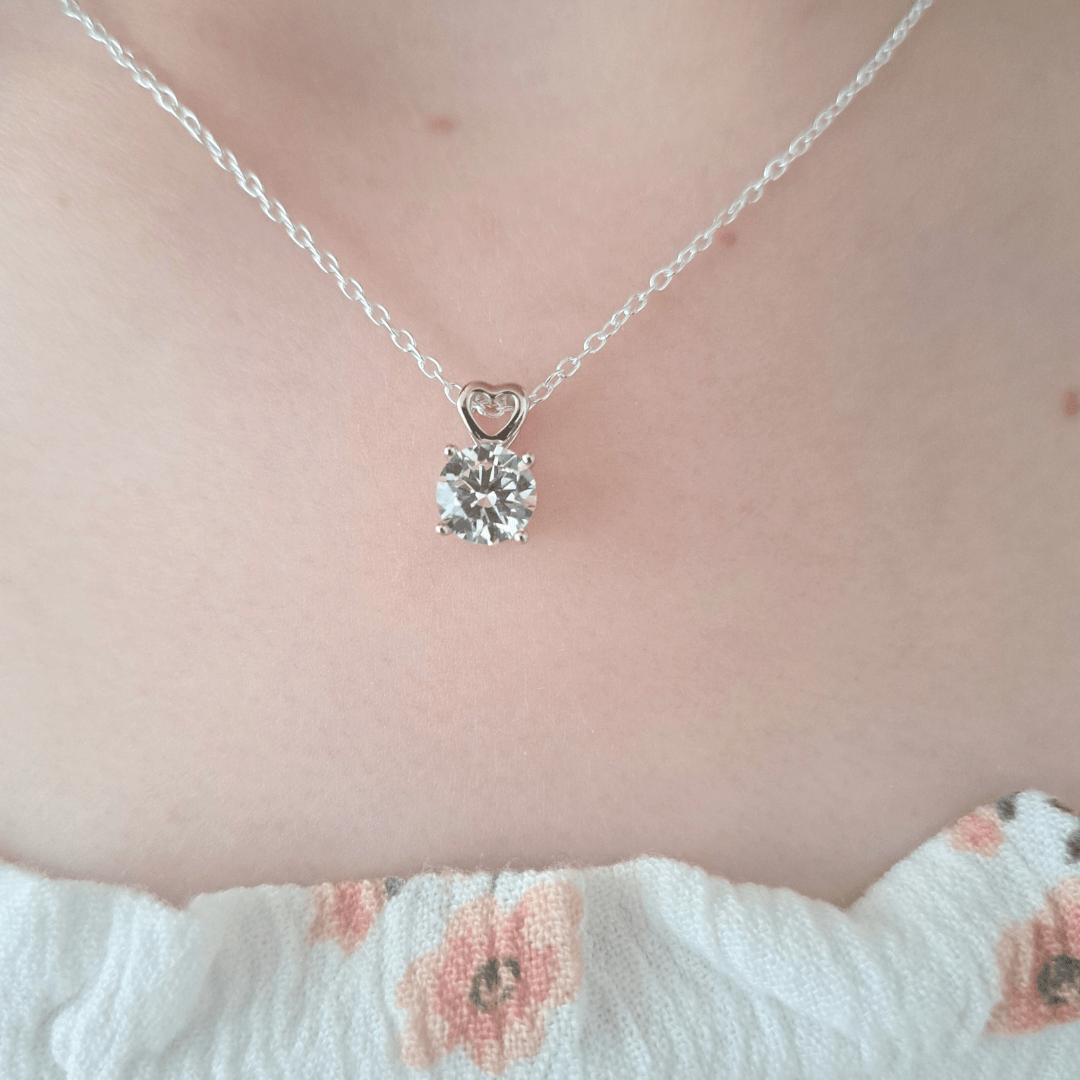 Heart and single CZ necklace - harlowbelle