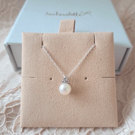 Pearl and 3 cz necklace - harlowbelle