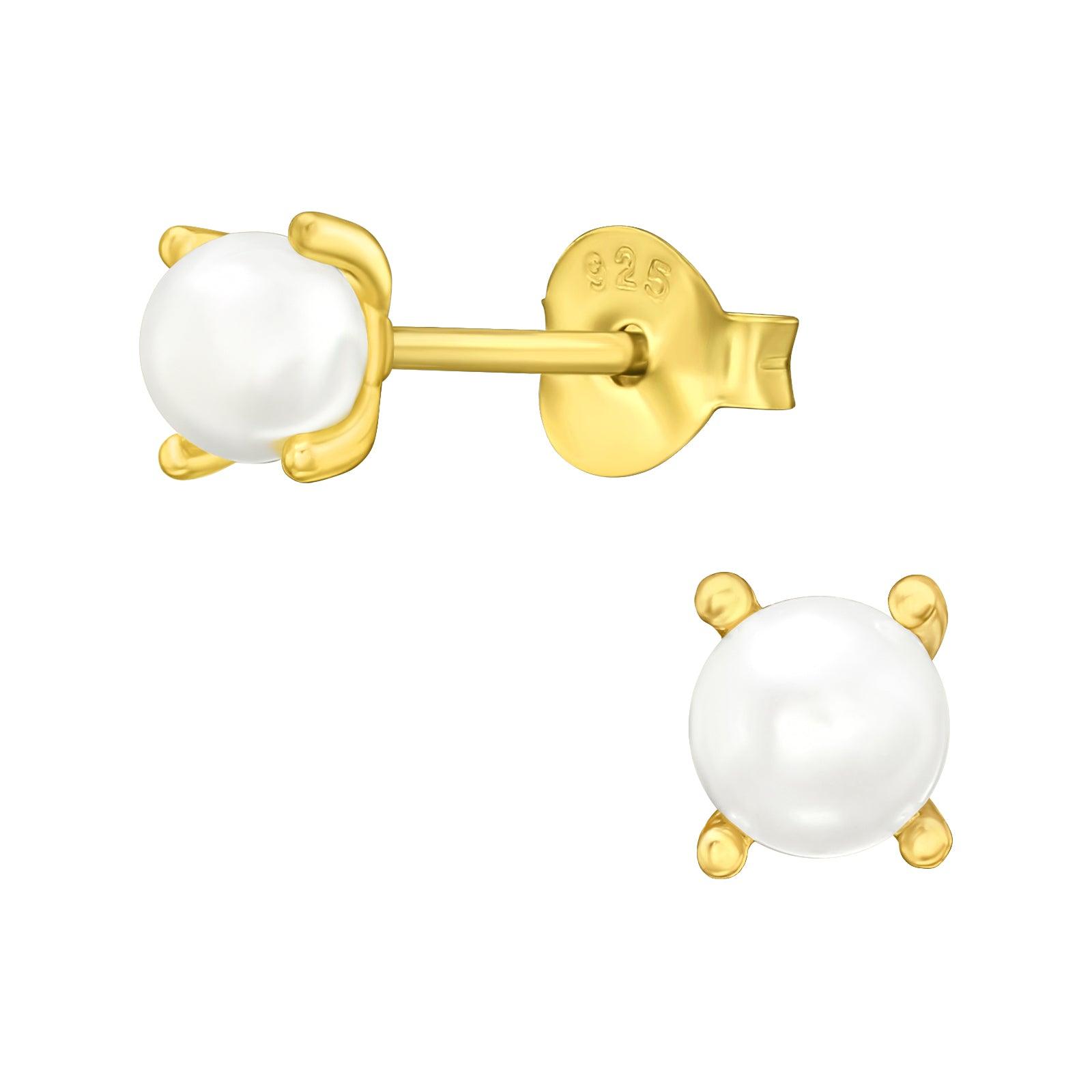 Pearl Earrings Prong setting - harlowbelle