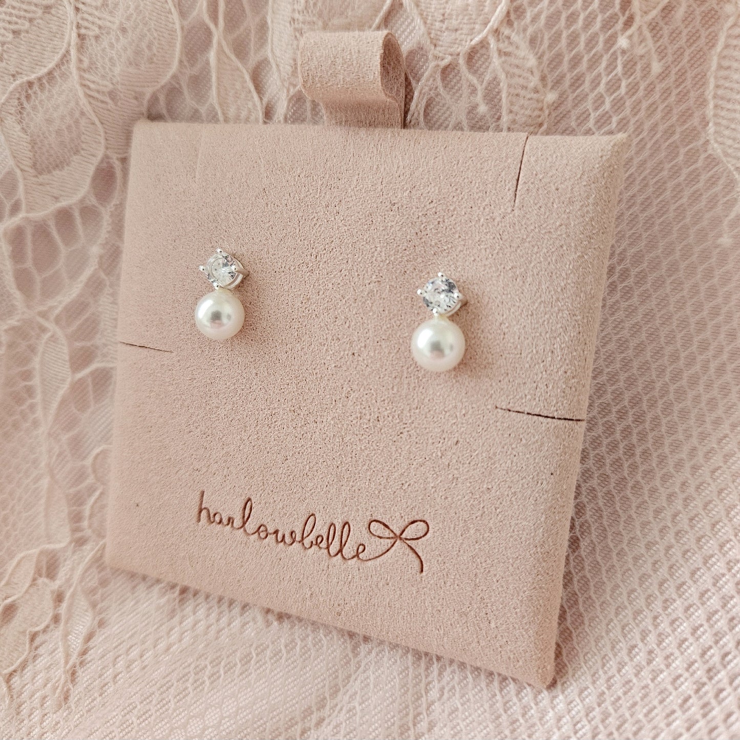 Pearl and CZ earrings