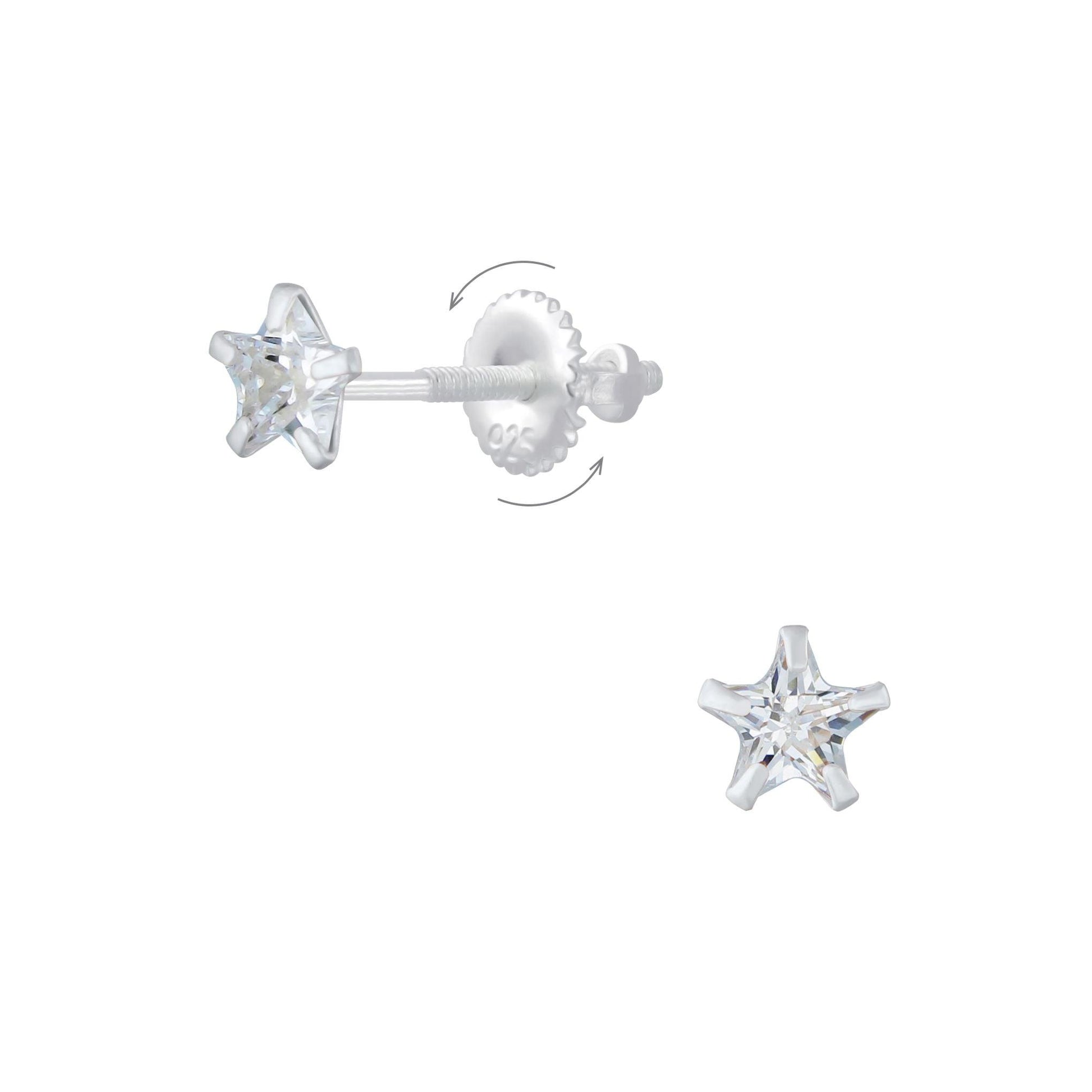 Tiny CZ star screw back earrings - harlowbelle