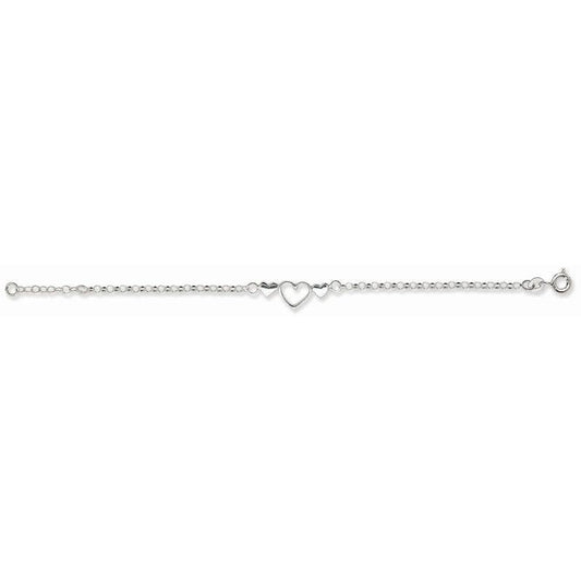 3 heart sterling silver bracelet - harlowbelle