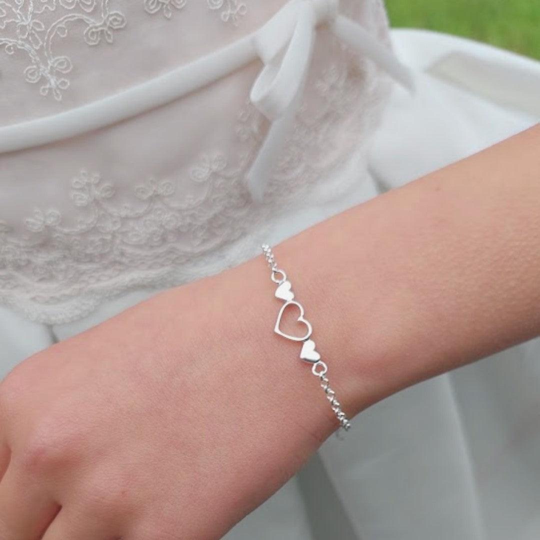 3 heart sterling silver bracelet - harlowbelle