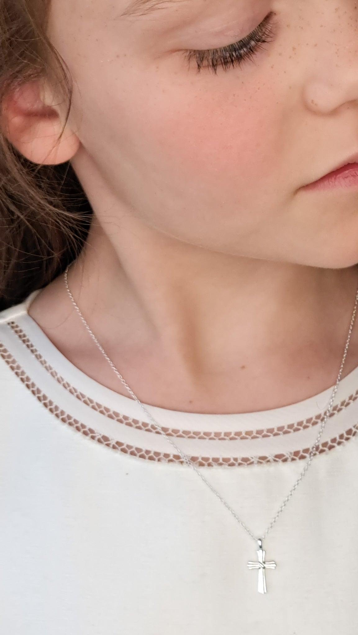 Holy Communion Silver Cross Necklace set