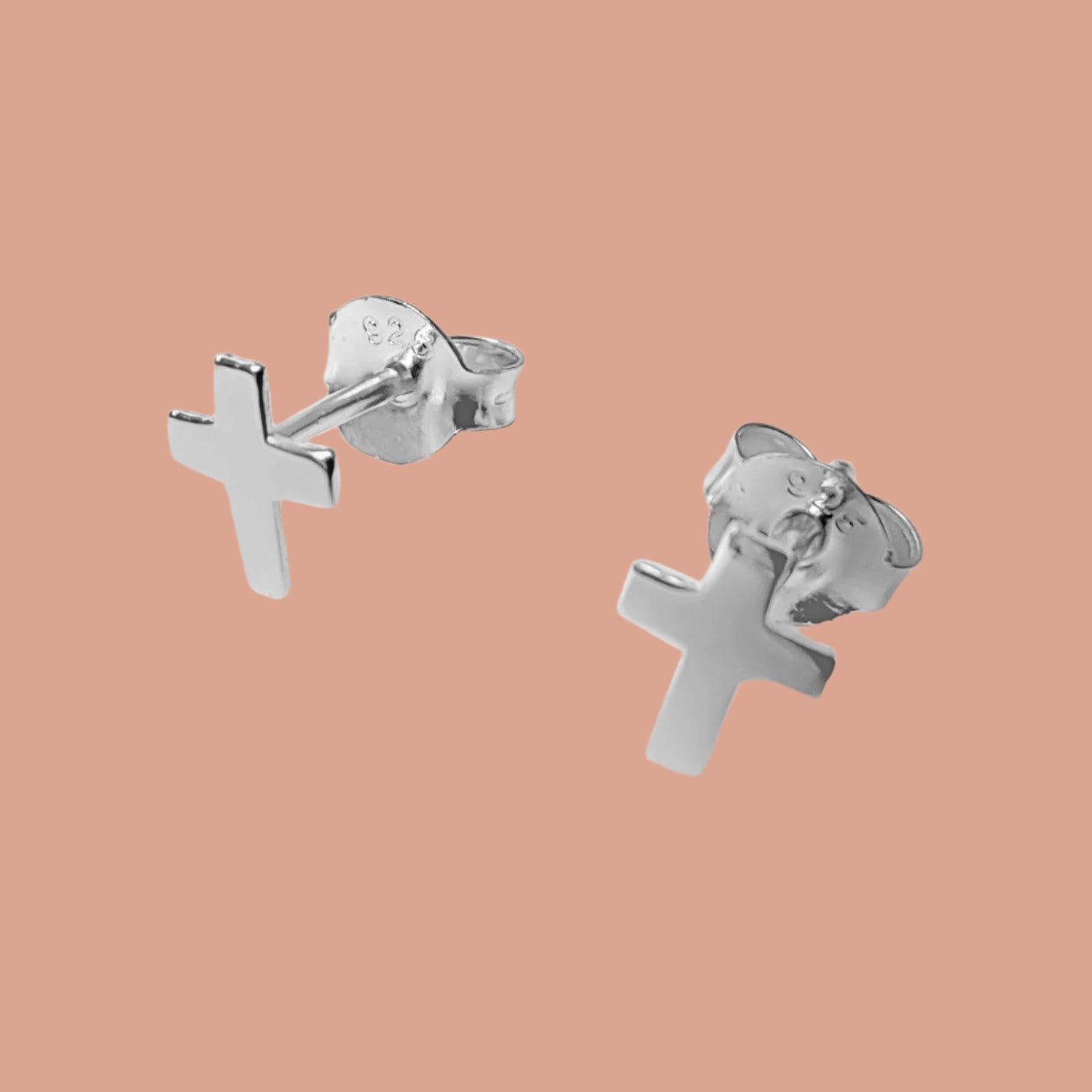Simple cross first communion earrings 