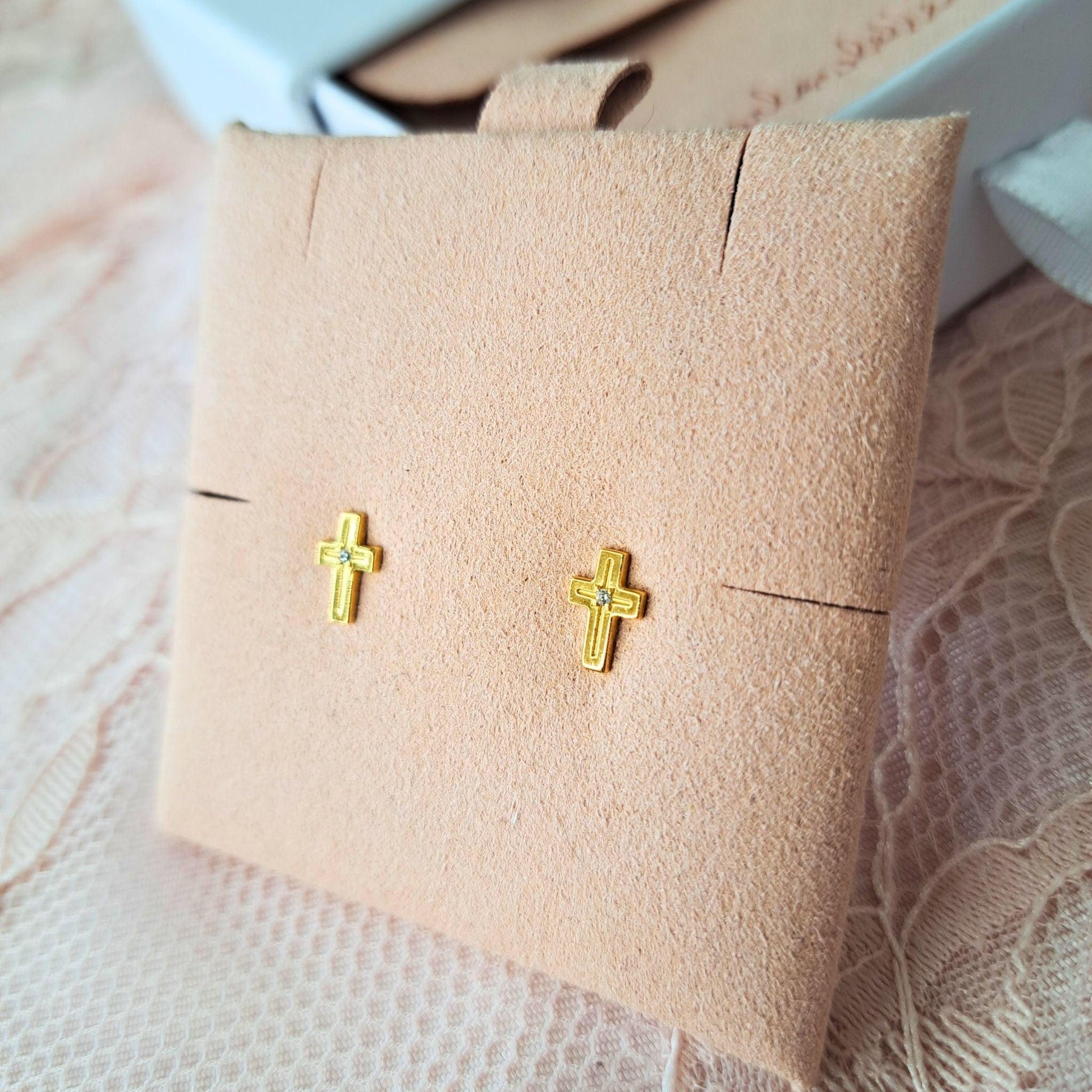 Gold Tiny CZ Earrings Earrings Communion Jewellery and Confirmation Jewellery