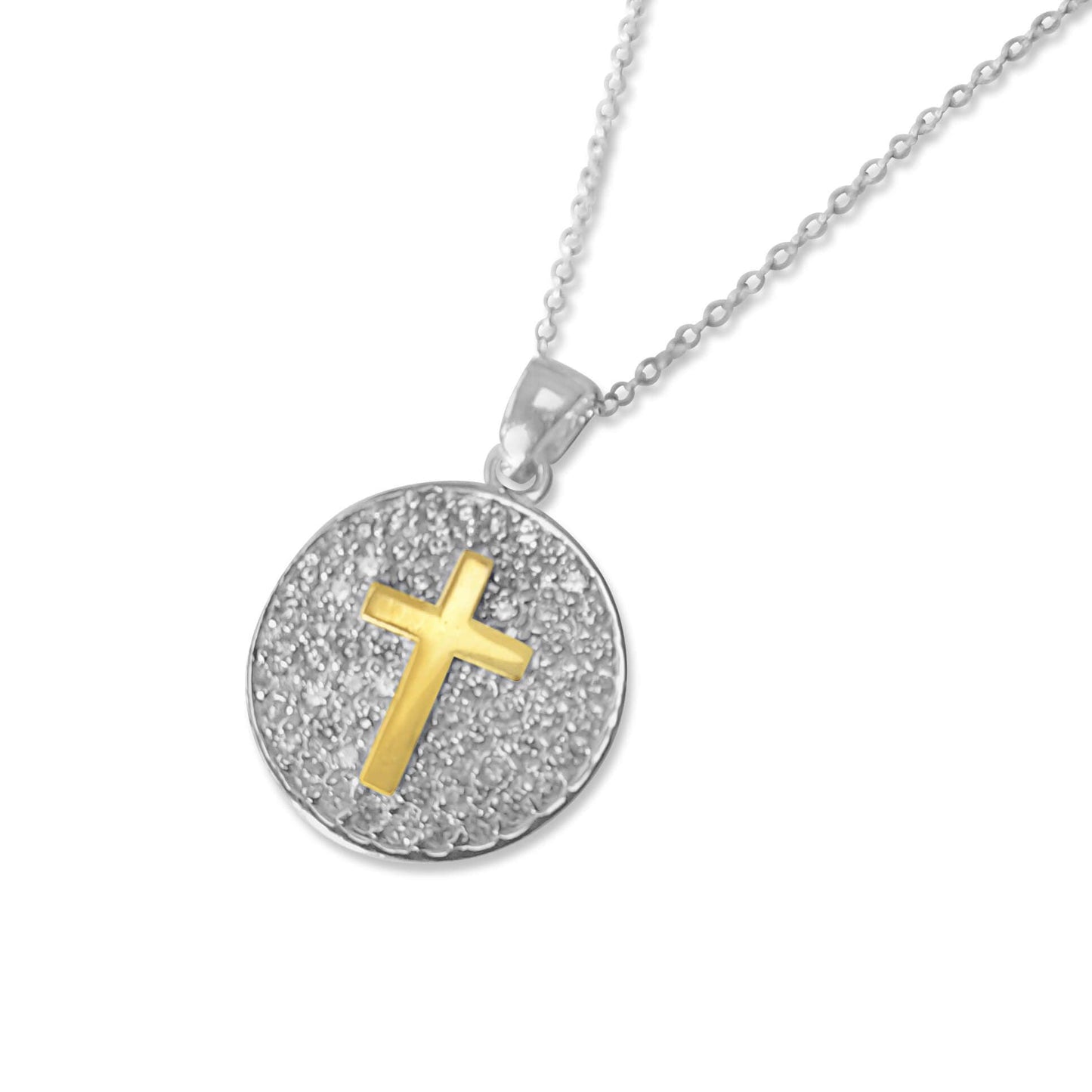 CZ Bling Cross Disc Necklace - harlowbelle