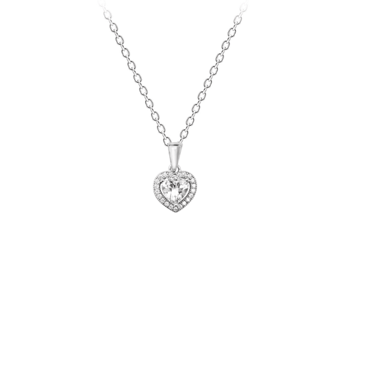 CZ heart necklace with centre stone - harlowbelle