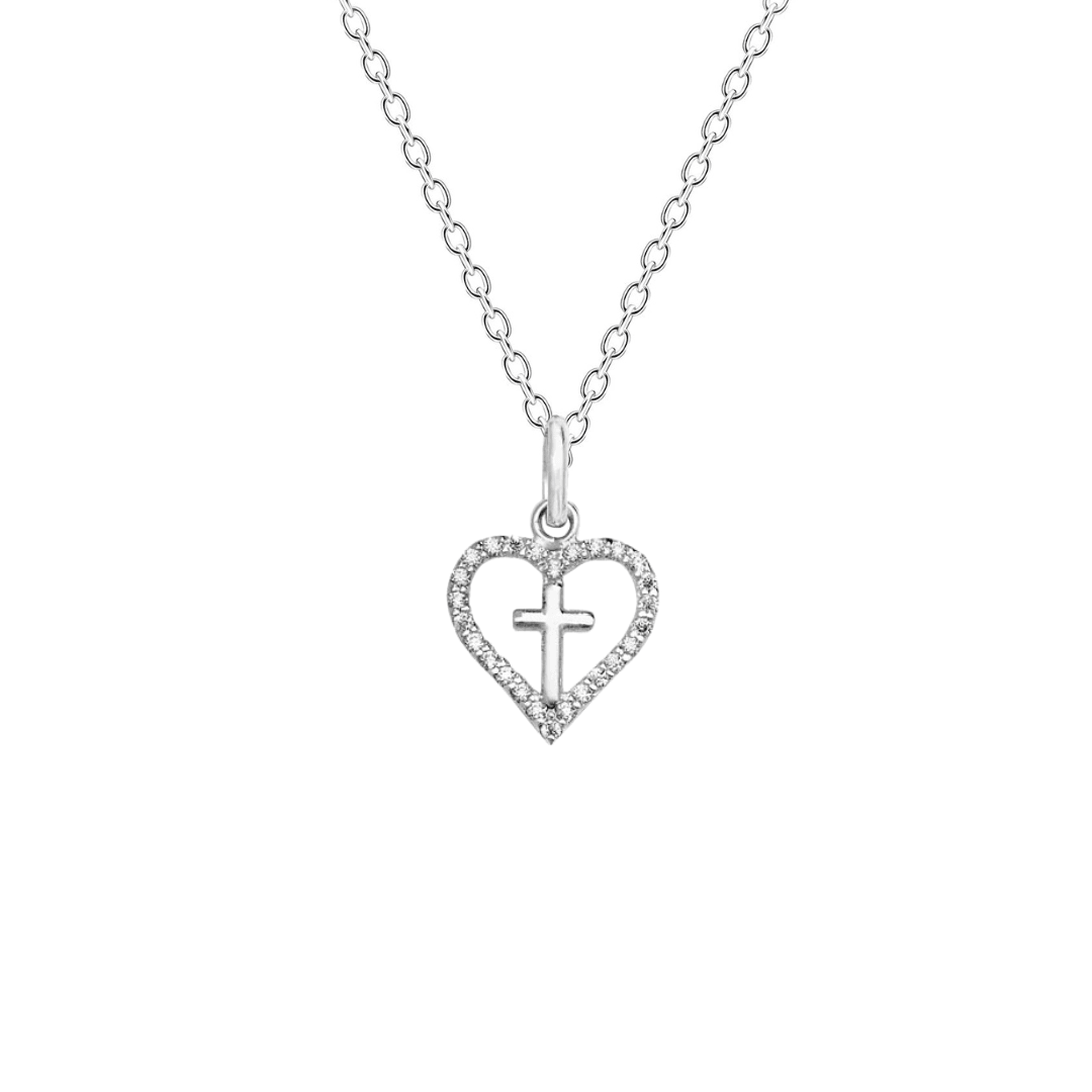 CZ Heart with cross Necklace - harlowbelle