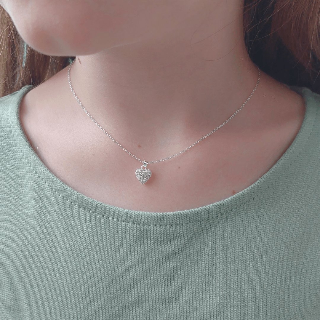 Children's sterling silver necklace small heart