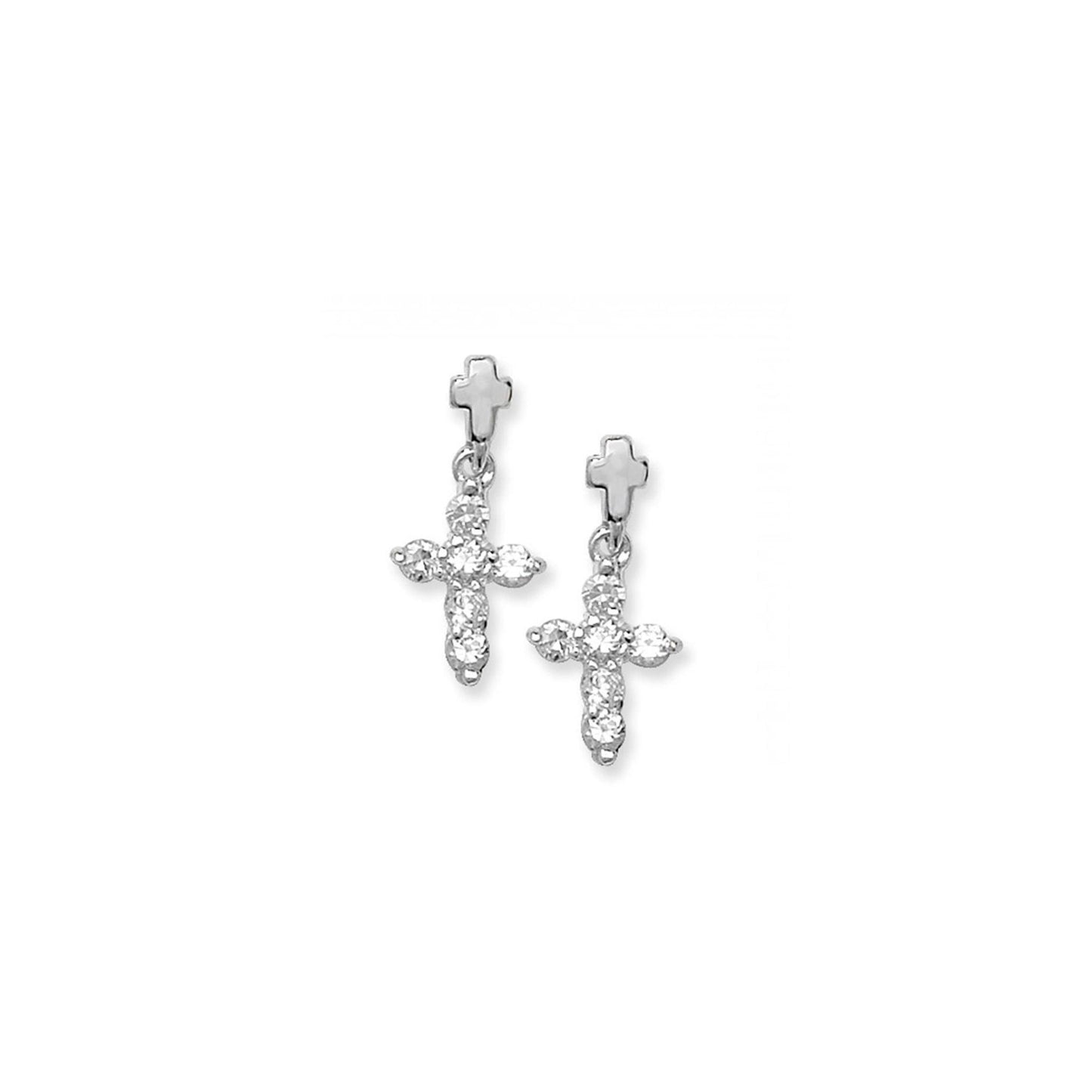 CZ Cross Hanging Earrings Communion Jewellery and Confirmation Jewellery