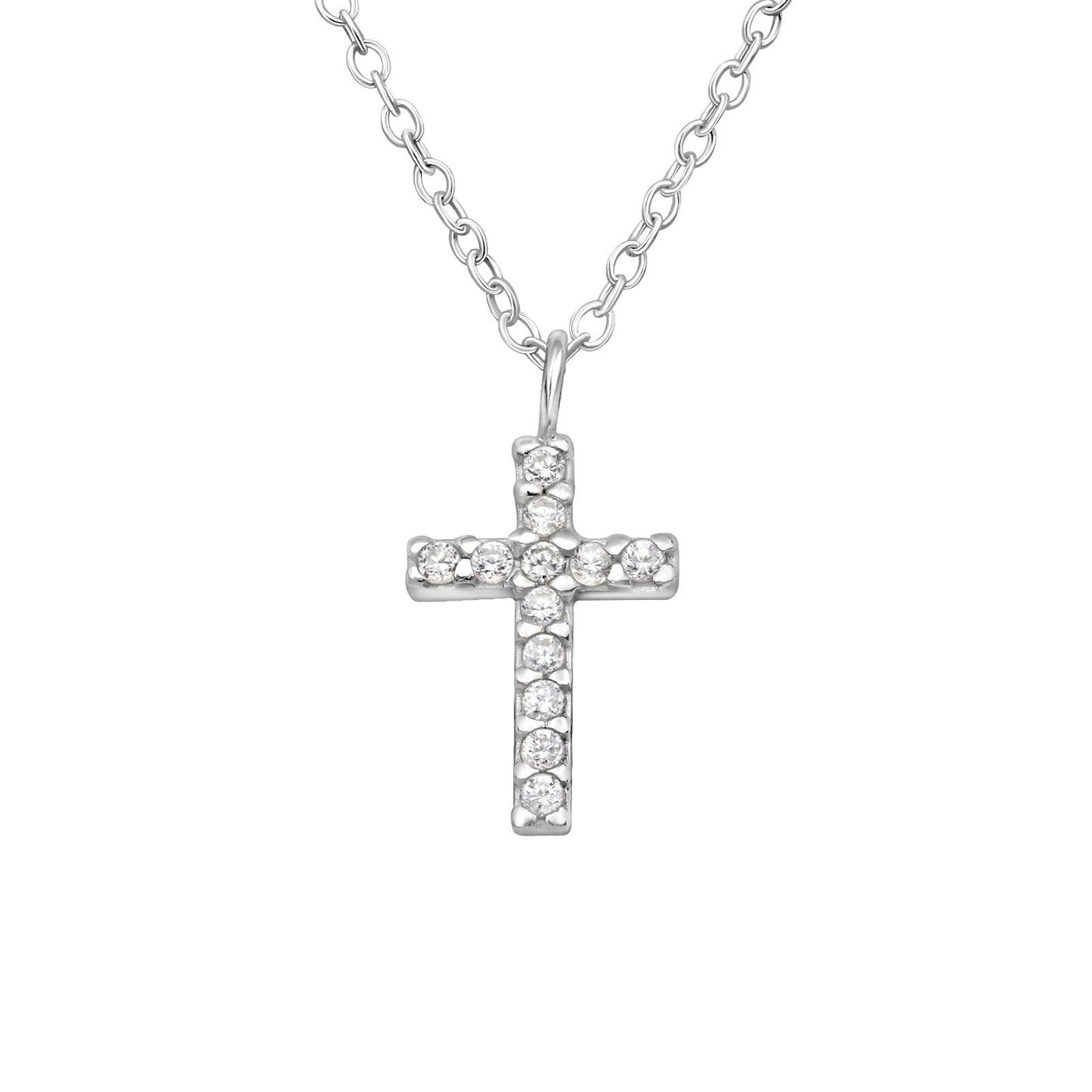 Tiny CZ cross necklace