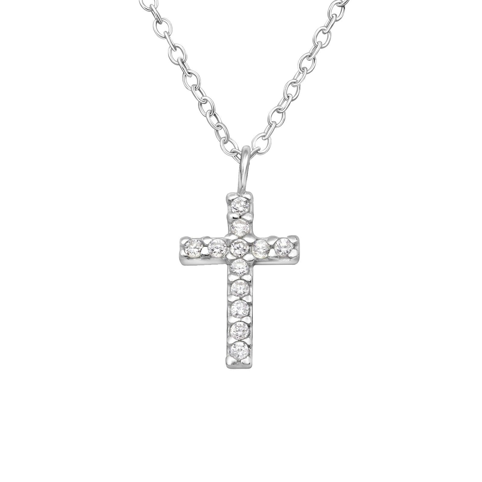 Tiny CZ cross necklace