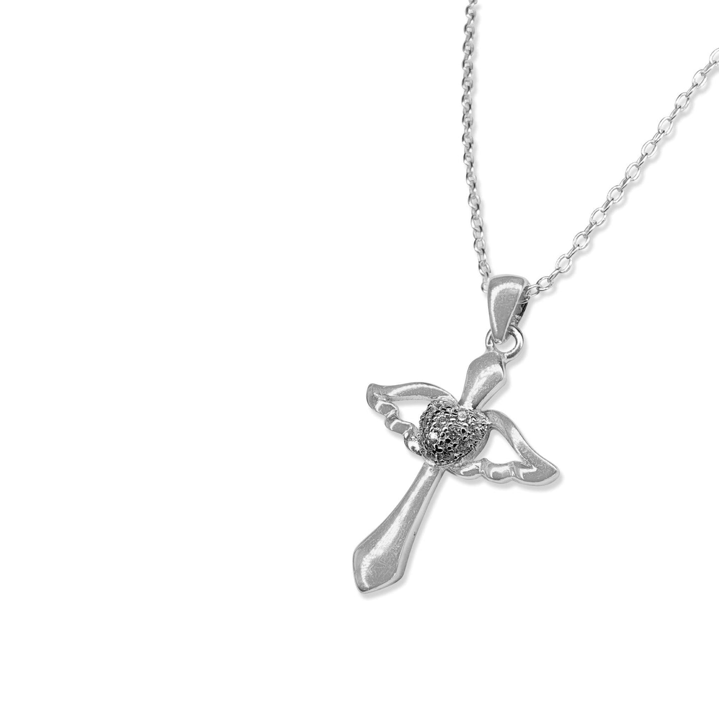 Wings and heart CZ necklace - harlowbelle